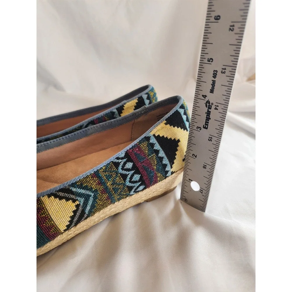 David Tate Women 8M Tribal Print Wedge Espadrilles Geometric Fabric Shoes Boho